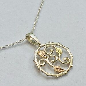 12k Tricolor Leaf Pendant and  Sterling 925 Necklace